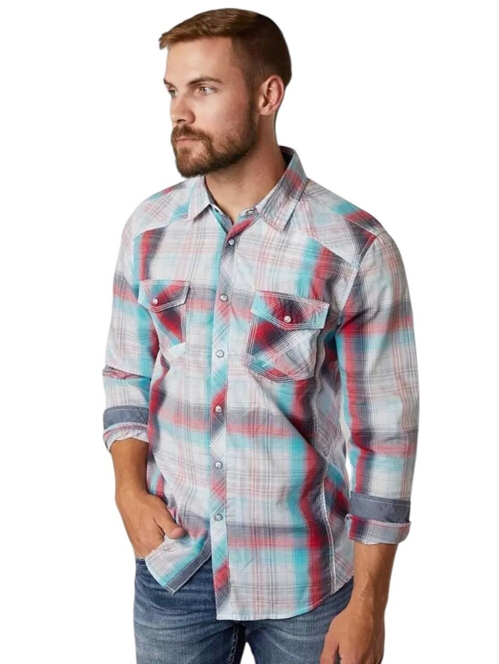 BKE Mens Plaid Snap Front Shirt Western Rancher Yellowstone‎ Cowboy Rodeo XL